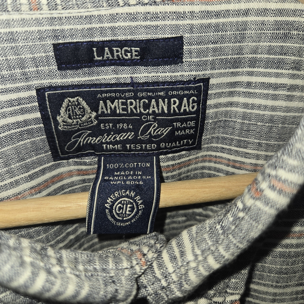 American Rag Men's Gray and White Plaid Button-Down Shirt - Picture 7 of 10